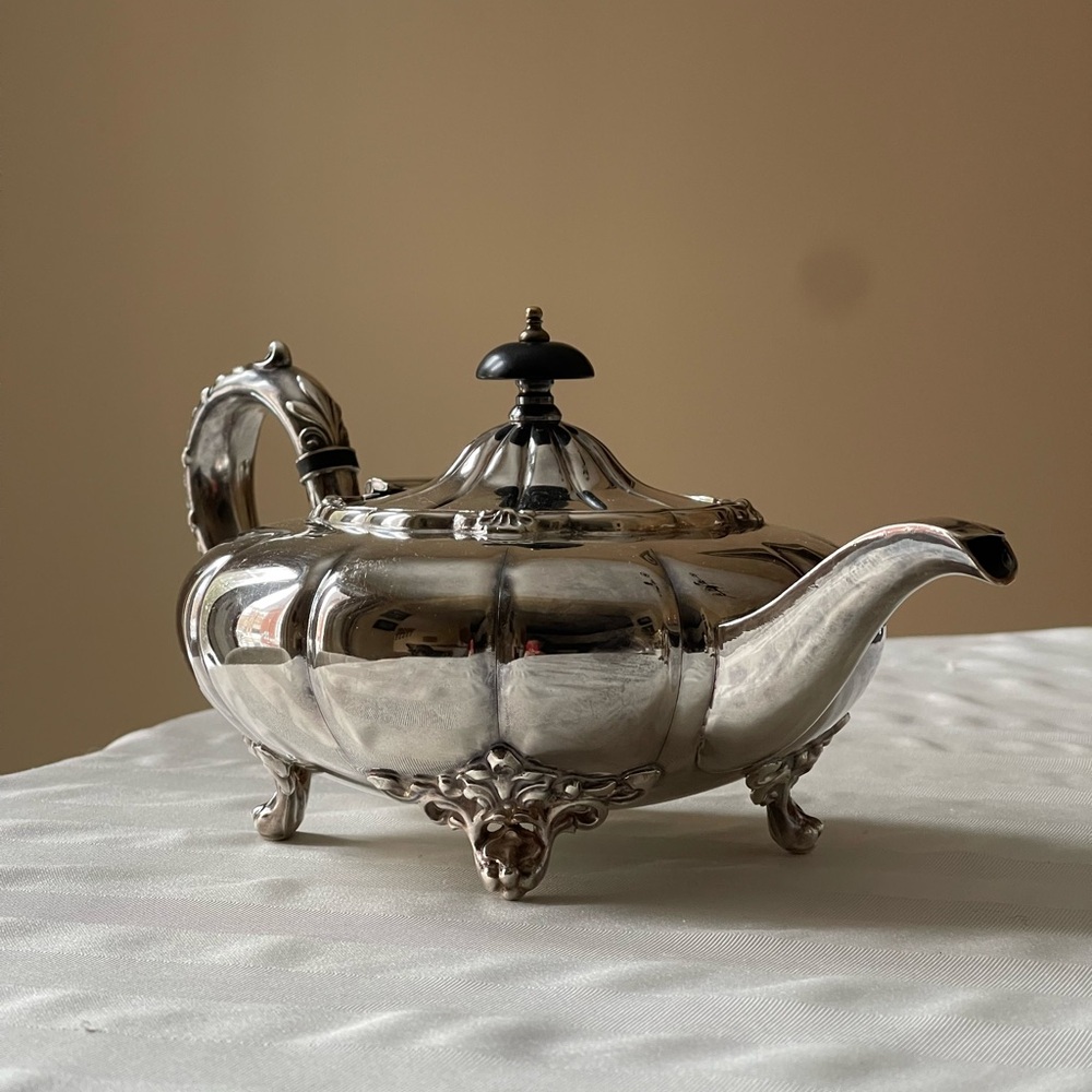 Vintage Silver Plated Teapot with Black Handle